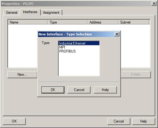 4.1 Creating a T station Step Activity Result 4 Select the "Interfaces" tab in the "Properties PG/PC"