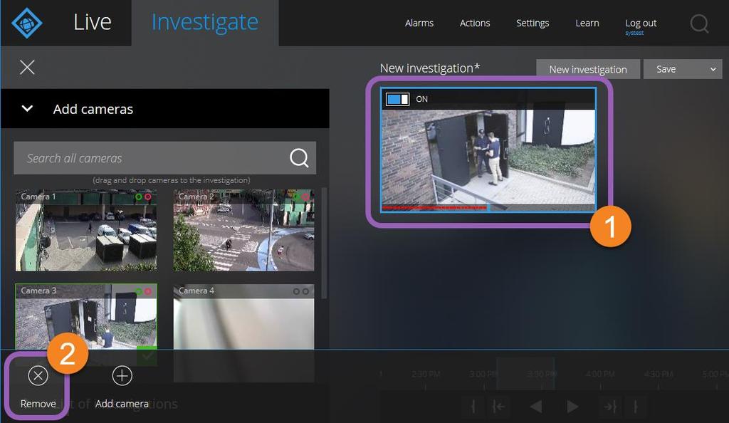 Remove a camera from your investigation "I'm about to download these videos, but Camera 3 has no relevant footage.
