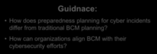 traditional BCM planning?