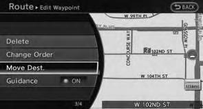 A confirmation message is displayed. Confirm the contents of the message, highlight [Yes] and push The destination or waypoint is deleted from the route.
