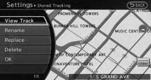 Displaying tracked route The stored tracked route can be displayed on the map as necessary. previous screen. 4. Push <MAP> to return to the current location map screen.
