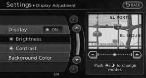 Background color (page 8-5) 8-4 Other settings To turn off the display, push The display can also be turned off by pushing and holding <DAY/NIGHT OFF> for more than 2 seconds.