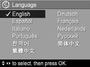 Language This setting allows you to set the language used in the camera interface, such as the text in menus. 1. In the Setup Menu (page 85), select. 2.