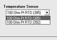 Set temperature sensor Click the pull-down arrow next to the Type J box and then choose the desired temperature sensor.