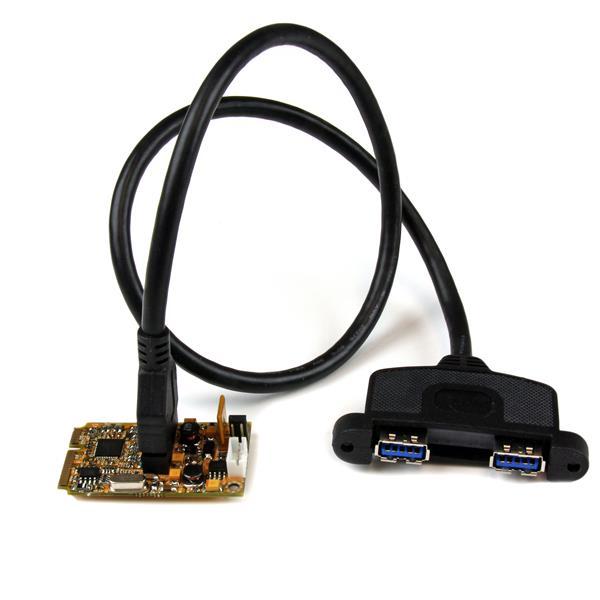 2 Port SuperSpeed Mini PCI Express USB 3.0 Adapter Card w/ Bracket Kit and UASP Support Product ID: MPEXUSB3S22B The MPEXUSB3S22B 2-Port Mini PCI Express USB 3.