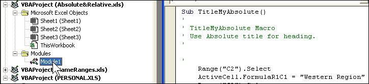 V i e w i n g A b s o l u t e c o d e 1. On the Developer s ribbon, click the Visual Basic button. 2.