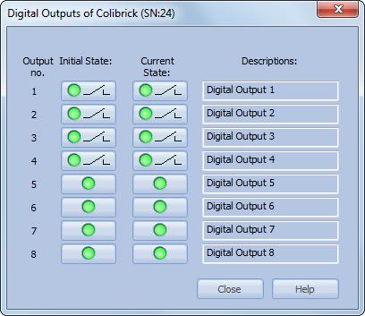 4 Using the Colibrick 4.3 Digital Inputs and Outputs The Colibrick A/D Converter is equipped with eight digital TTL outputs and four of them are also designed as relay contacts.