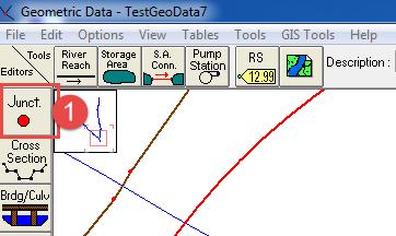 Edit Junction 1. Click the Junction icon in the Geometric Data window.