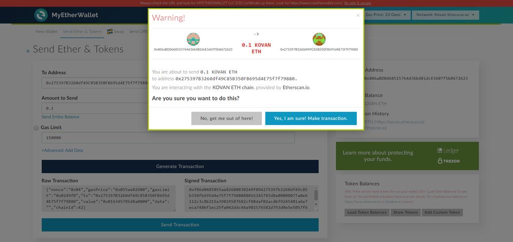 MyEtherWallet Instruction Step 4: Confirm transaction