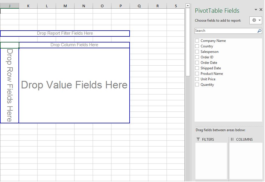 4) Observe the Pivot Table Field List on the right