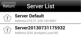 server column. Modify Server: Click button to modify the server information.