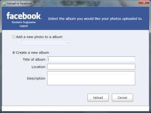 Once login is complete, upload the pictures. Choose whether to add the picture to an existing album or a new album.