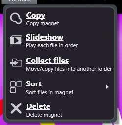Drag the magnet close to a thumbnail to attach a thumbnail to the magnet to keep your desktop clean and organized. You can change the color, name, and the length of the magnet.