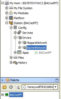 BACnetFF in Palette TAB Drag BACnetFF and Drop it on BacnetNetwork added under created