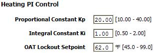 CONTROL SETTINGS Control Settings allows a user to configure the following settings: 1. Cooling PI Control 2. Heating PI Control 3. Two-Position Valves Fig. 77.