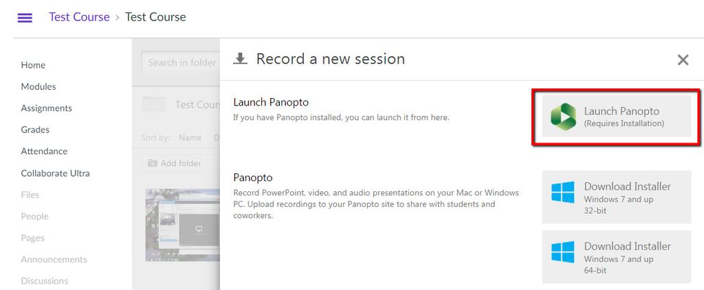 download the Panopto recorder click on Download Installer (select the appropriate option for your computer) Note: DO NOT use web search tools like