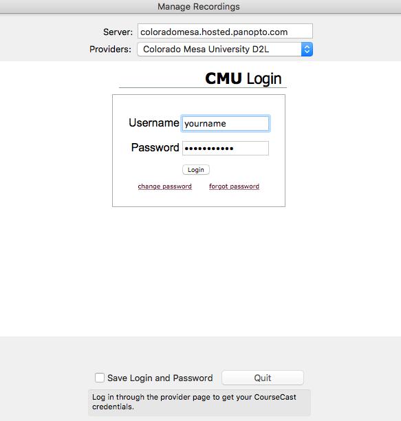 Check the Save Login and Password if you want Panopto to remember your credentials. 12.
