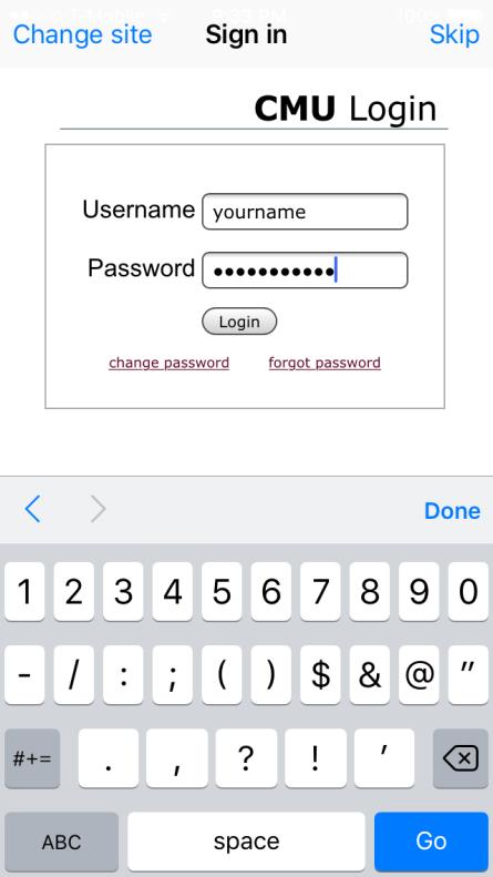 5. Type in your MAVzone username and password then tap Login.