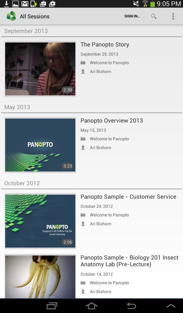 5. The Panopto app should look similar to this when it first