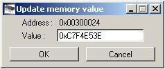 Figure 3-4. Update Memory Value Window 2. Press OK to update the value in the Memory display area. The corresponding TCL command is displayed in the TCL Shell area.