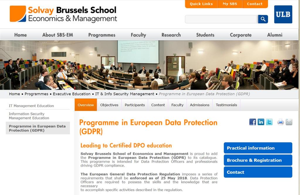 Programme in European Data Protection Solvay.