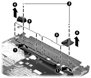 4. Remove the top speakers (4). Reverse this procedure to install the top speakers.