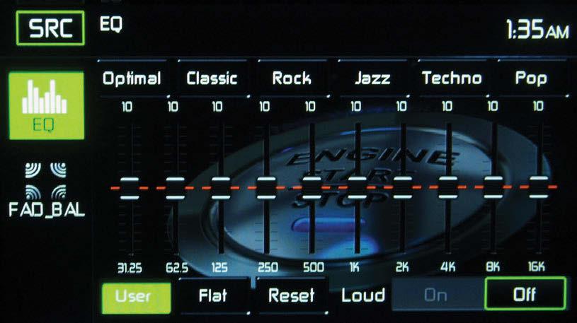 EQUALIZER CONTROL MENU Adjusting Equalizer Controls The Equalizer adjustment screen allows the user to easily adjust the audio system to meet the acoustical characteristics of the vehicle.
