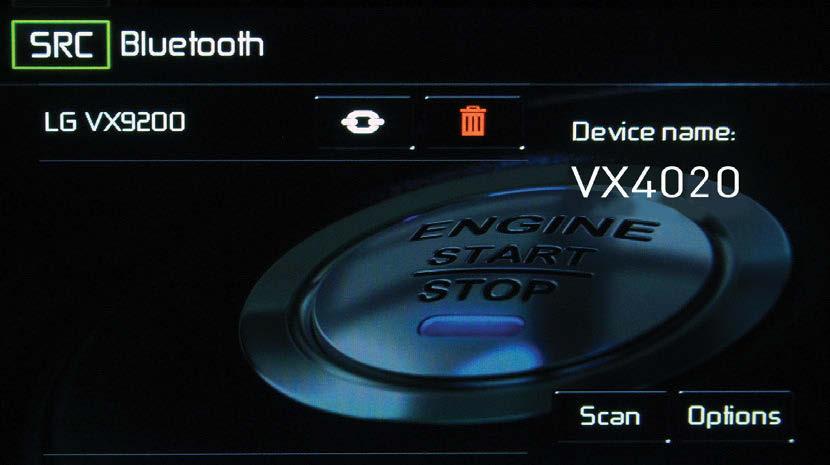 Bluetooth User Interface The on-screen icons and information for Bluetooth functions are outlined below. Bluetooth User Interface Screen SRC Icon - Touch this icon to return to the Main Menu Screen.