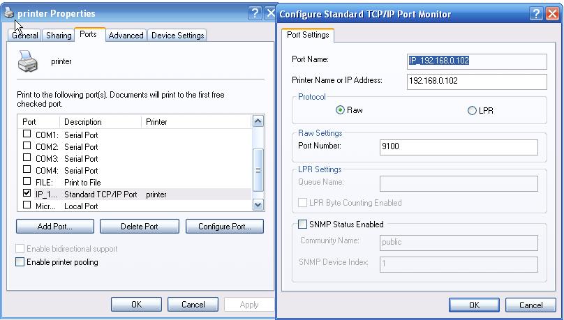 Configure the standard TCP/IP Port For example, you can change the