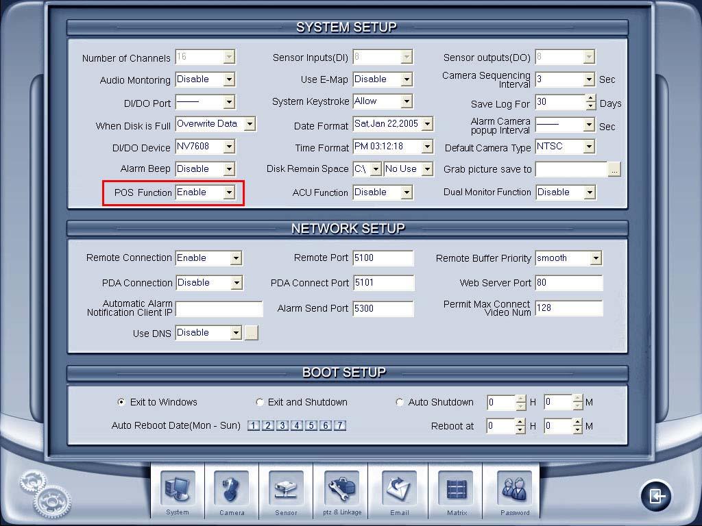 2 POS setup Firstly, you should enable POS Function in system setup.