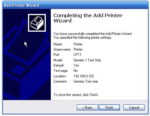 Add the printer on the PC that runs as a network