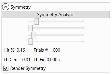 found (to low hit percentage) it continues by searching for a translational symmetry if no translational symmetry is found it finds the best rotational symmetry.