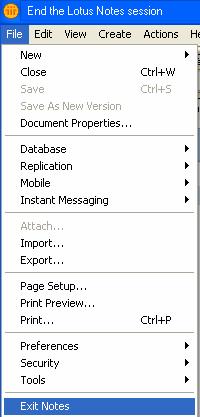 Make sure your name is displayed in For User and At Location. 2. Logging out of Lotus Notes 1.