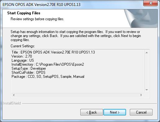 9. At the Start Copying Files screen