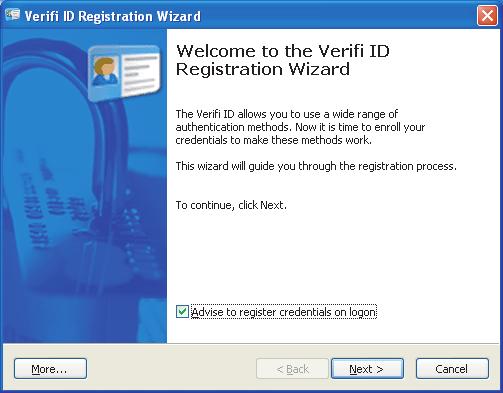 2. Setup Setup for Verifi Identity Manager 2.1 Log on with User Name and Password for your Windows Account. (Note: this account does not need Administrator Privileges.) 2.