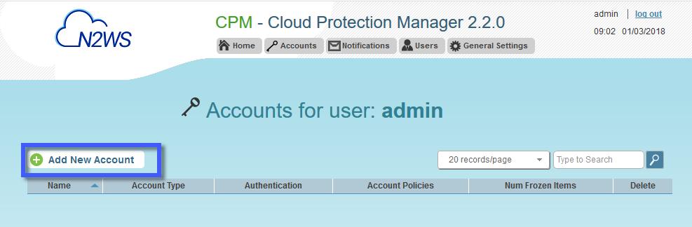 Figure 3-2 In this screen (Figure 3-2) you will choose the name you would like to associate to your primary AWS account. Under Authentication choose your desired type of authentication.