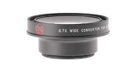 EXII 0.7X WIDE ANGLE CONVERTER. Introducing 16x9 Inc.'s EXII 0.7X Wide Converter for compact HD camcorders with a lens thread of 46mm, 43mm, or 37mm.