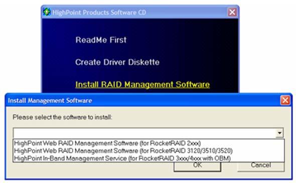 Device Driver CD and HighPoint RAID Management 3 - HighPoint RAID Management Utilities (HRM) The HighPoint RAID Management Utility Suite, also known as HRM, includes several user interface options.