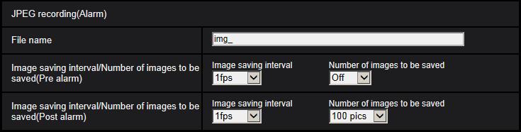 JPEG recording(manual) This setting is only available when JPEG(1), JPEG(2), or JPEG(3) is selected for Recording format, and Manual is selected for Save trigger.