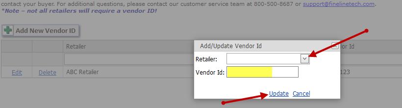 You can click add new vendor ID to add a new relationship, or edit/delete any existing relationships on this page.
