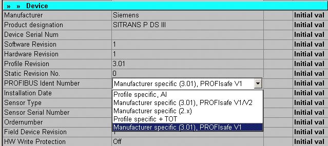 1.9 Replacing a device Procedure 1. Using the EDD, change the "PROFIBUS Ident Number" parameter from manufacturer specific (3.01), Profisafe V1/V2 to manufacturer specific (3.