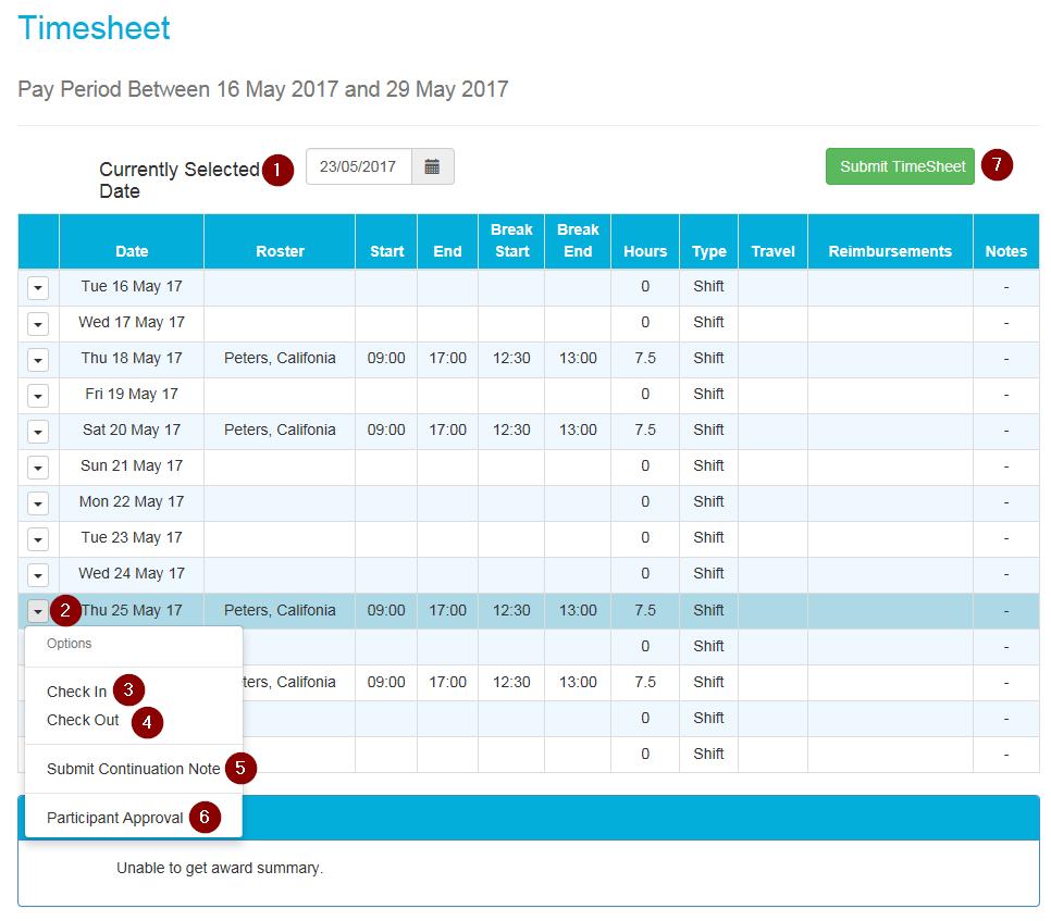 Timesheets You will check in and out of every shift you do using the Timesheet function. You must Check In as you begin your shift and Check Out as you finish it.