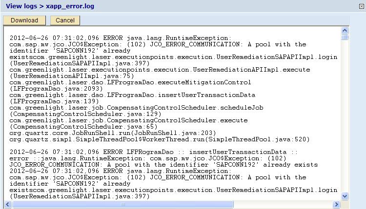 Click the Name link. The View Logs>Log Name screen opens displays details as shown in the following screenshot. Figure 1.5: View Logs 5.
