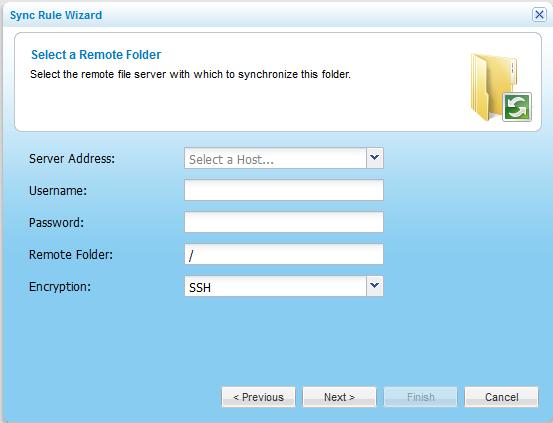 Setting Up Replicated Configuration 2 The Select a Remote Folder dialog box appears. 9 In the Server Address field, type the IP address of the primary appliance.