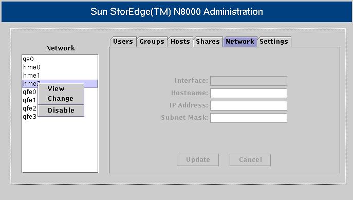 Network Function The Network function allows you to configure the network interfaces that have been installed on the filer.
