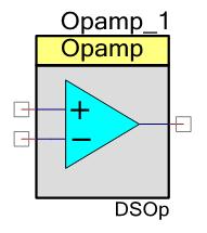 Mode This parameter allows you to select between two configurations: Opamp and Follower. Opamp is the default configuration. In this mode, all three terminals are available for connection.