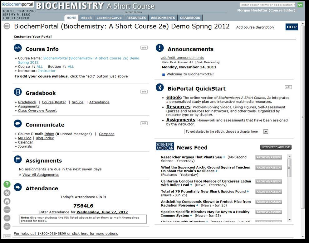 5 The BioChemPortal Home Page Once you ve logged in to BioChemPortal, the home page appears. From here, you can access all the information, tools, and resources in BioChemPortal.