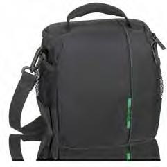 Advanced adjustable shoulder strap and comfortable carrying handle The bag can be attached to a waist-belt.
