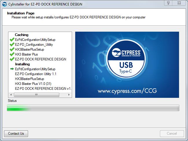 Installation 4. Accept the Cypress Software License Agreement and click Next Figure 2-4. Figure 2-4. License Agreement Figure 2-5 shows the installation progress.