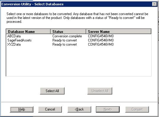 Upgrading Premier Server Step 5: Converting Your Current Data 5 This dialog displays the status of each database.
